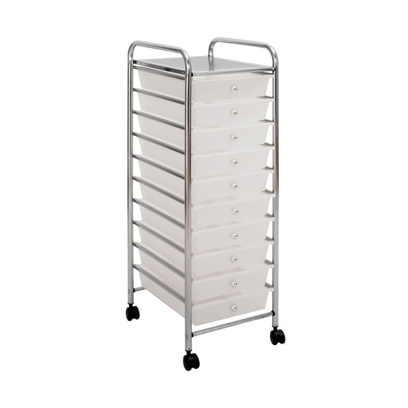 Seville Classics 10-Drawer Organizer Cart, Frost White