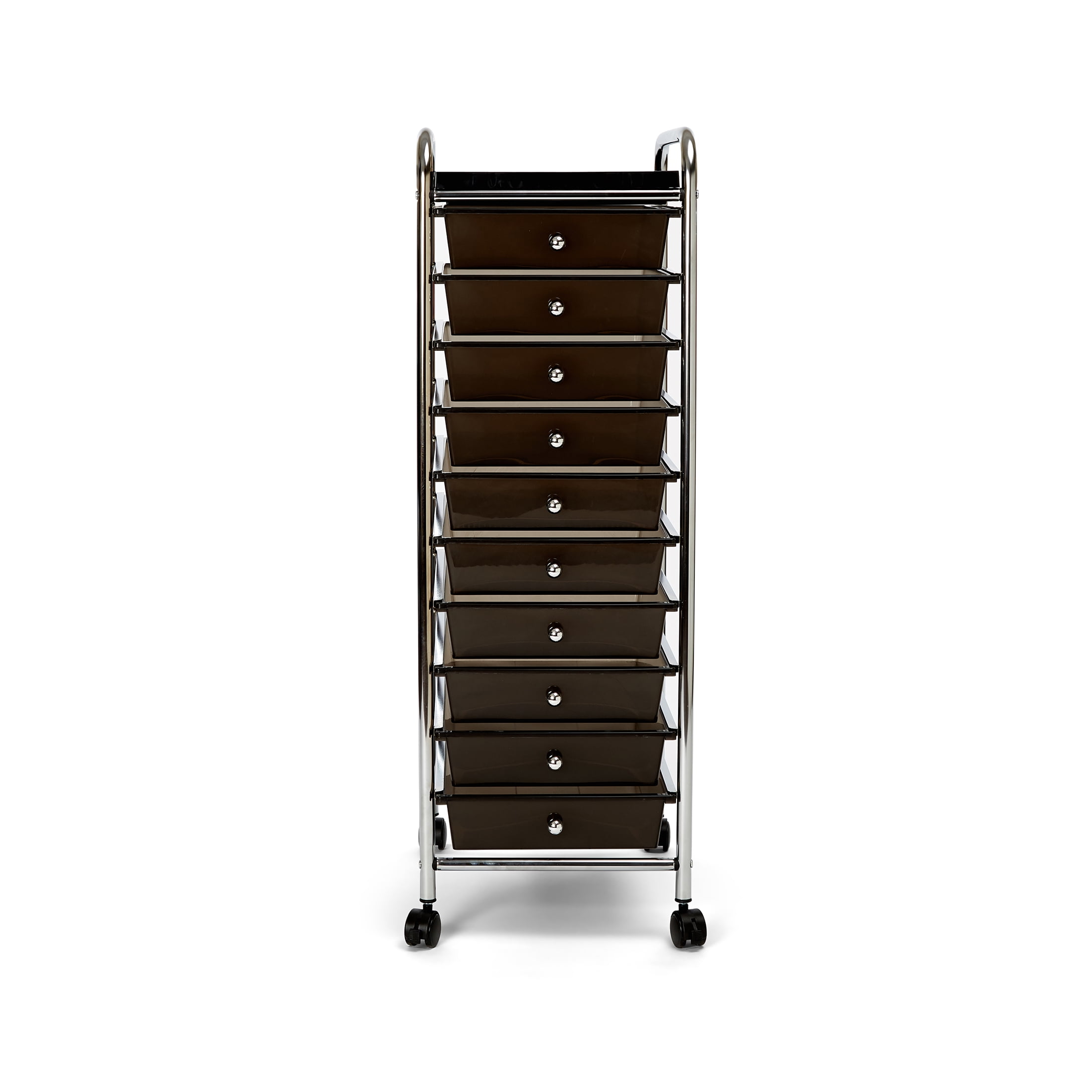 Seville Classics 10Drawer Organizer Cart with Tray, Black