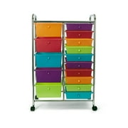 Seville Classics 15-Drawer Organizer Cart, Pearlescent Multi-Color