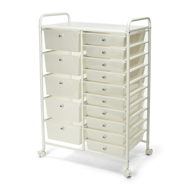Seville Classics 15-Drawer Organizer Cart, White - Walmart.com