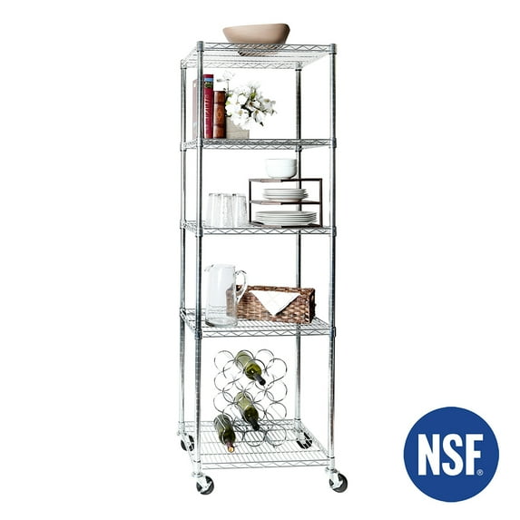 Seville Classics 18"W x 24"D x 72"H 5-Shelf UltraZinc NSF Steel Wire Freestanding Shelves, Silver