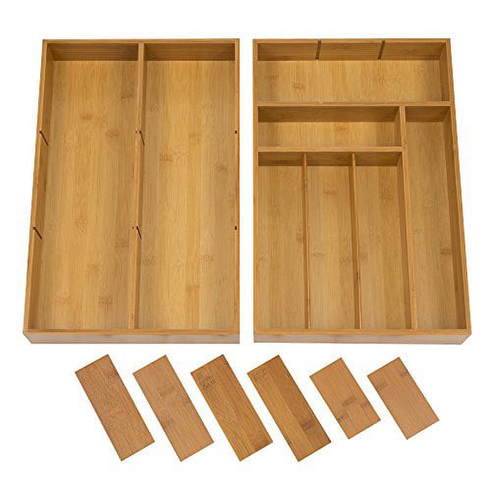 Seville Classics 2 Pack Bamboo Drawer Organizer