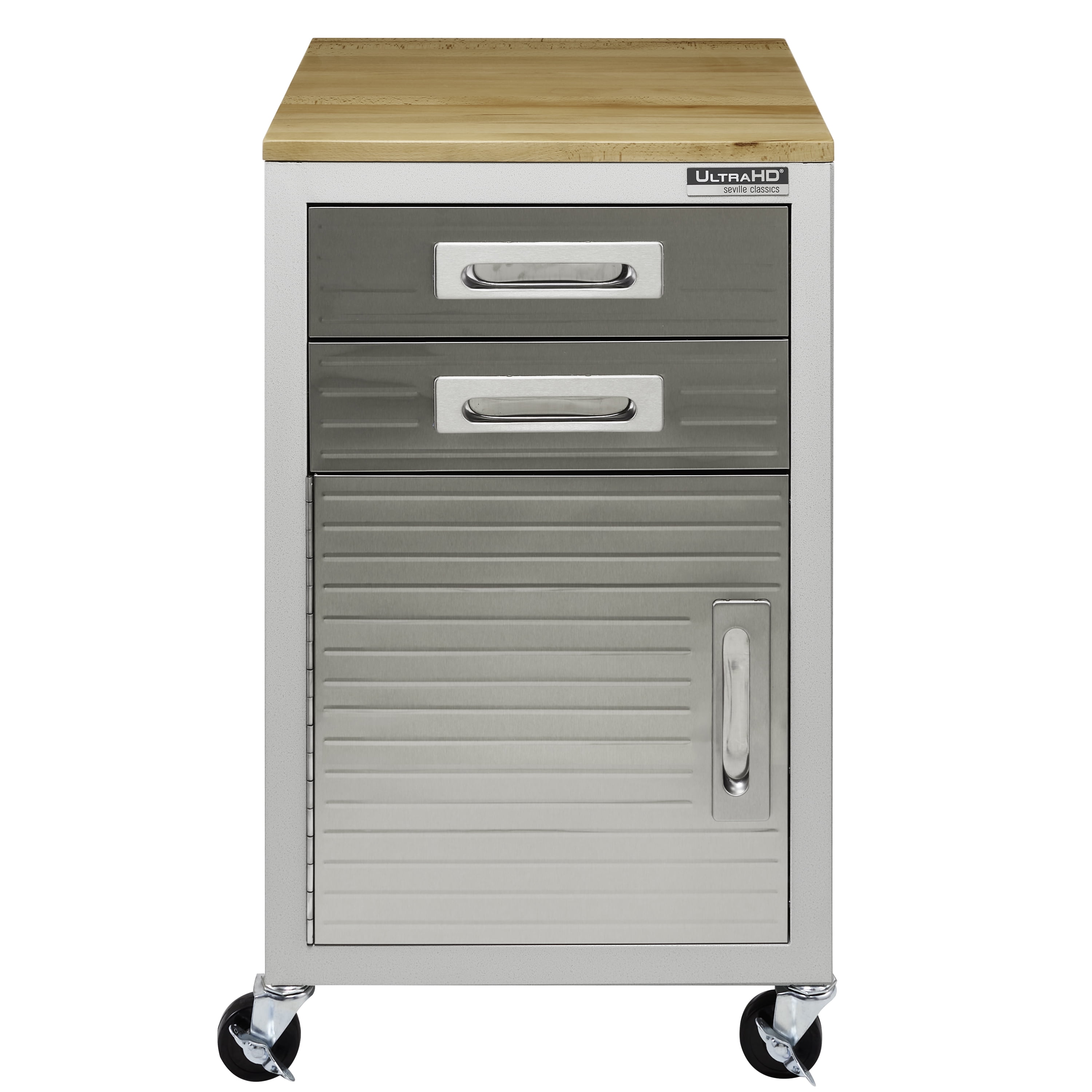 Granite Gray UltraHD 2-Drawer Rolling Cabinet with Wood Top
