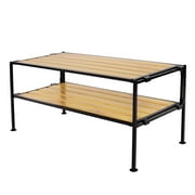 Seville Classics 2-Tier Stackable 6-Pair Woodgrain Resin Slat Shelf Sturdy Metal Frame Shoe Storage Rack Organizer, Perfect for Bedroom, Closet, Entryway, Dorm Room, Countryside Aspen