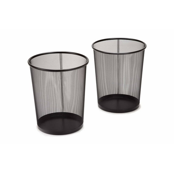 Seville Classics 2-pack Mesh Wastebasket Recycling Bin, 6 gal, 12" diameter top x 14" H, Black