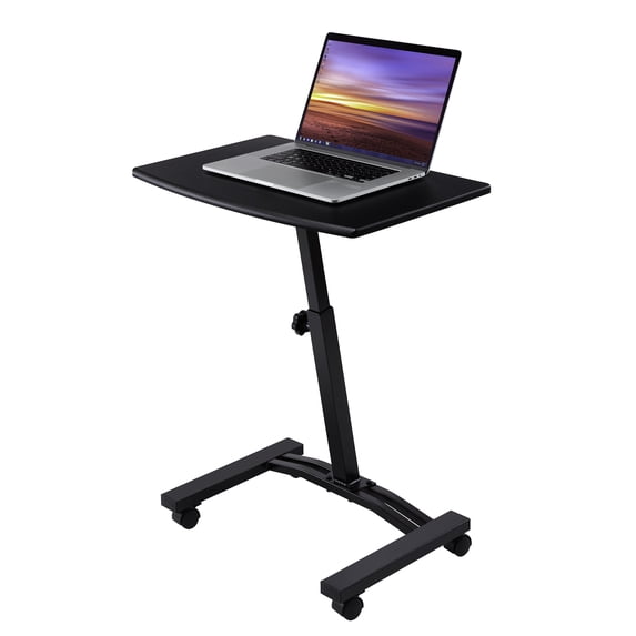 Seville Classics Mobile Laptop Computer Desk Cart, Height-Adjustable from 20.5" to 33", Black