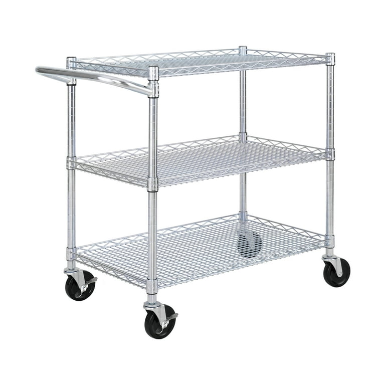 Seville Classics 3-Tier Commercial Utility Cart, UltraZinc