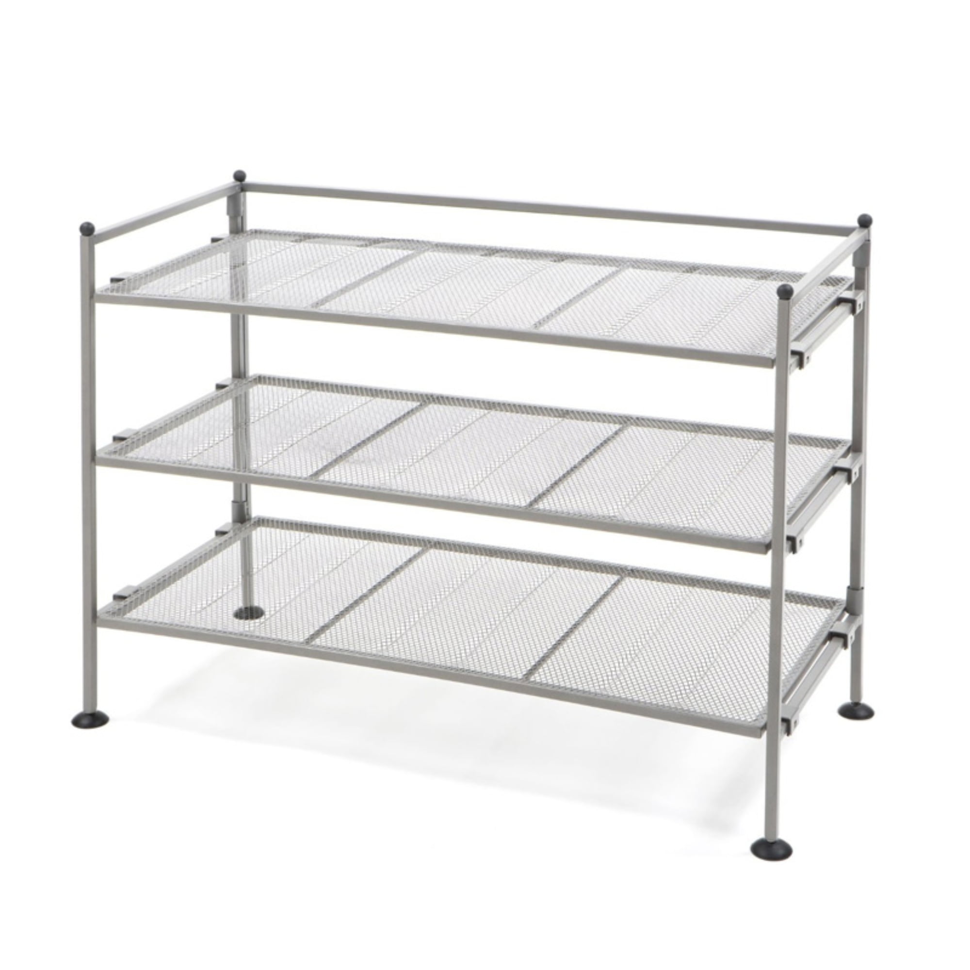 3-Tier Iron Mesh Utility Shoe Rack, Satin Pewter by Seville Classics