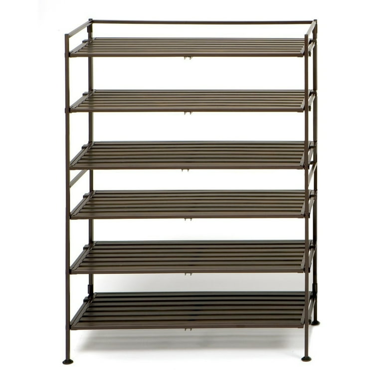 3-Tier Resin Slatted Shoe Rack, Ash Gray – Seville Classics