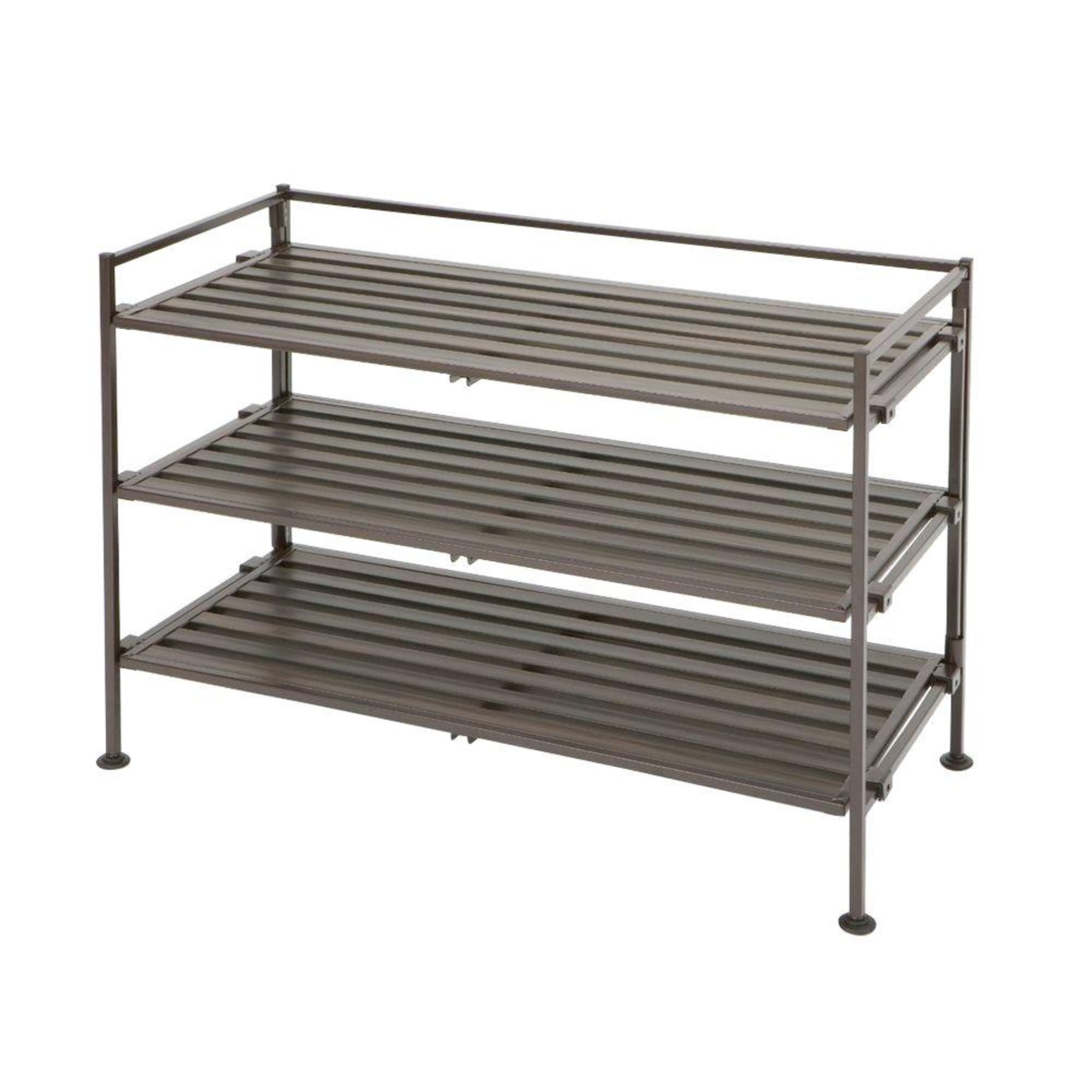 Seville Classics 18.5 in. H 9-Pair 3-Tier Espresso Resin Slat Iron Frame  Stackable 2-Pack Shoe Rack WEB146 - The Home Depot