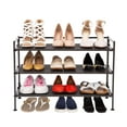 thumbnail image 1 of Seville Classics 3-Tier Stackable 9-Pair Resin Slat Metal Frame Shoe Storage Rack Organizer, Espresso, 1 of 11