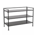 thumbnail image 1 of Seville Classics 3-Tier Stackable Interlock 12-Pair Resin Slat Sturdy Metal Frame Shoe Storage Rack Organizer, Espresso Slat, 1 of 16