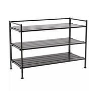 Seville Classics 3-Tier Stackable Interlock 12-Pair Resin Slat Sturdy Metal Frame Shoe Storage Rack Organizer, Espresso Slat