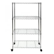 Seville Classics 4-Tier Steel Wire Shelving with Wheels, 30" W x 14" D x 48" H, Chrome