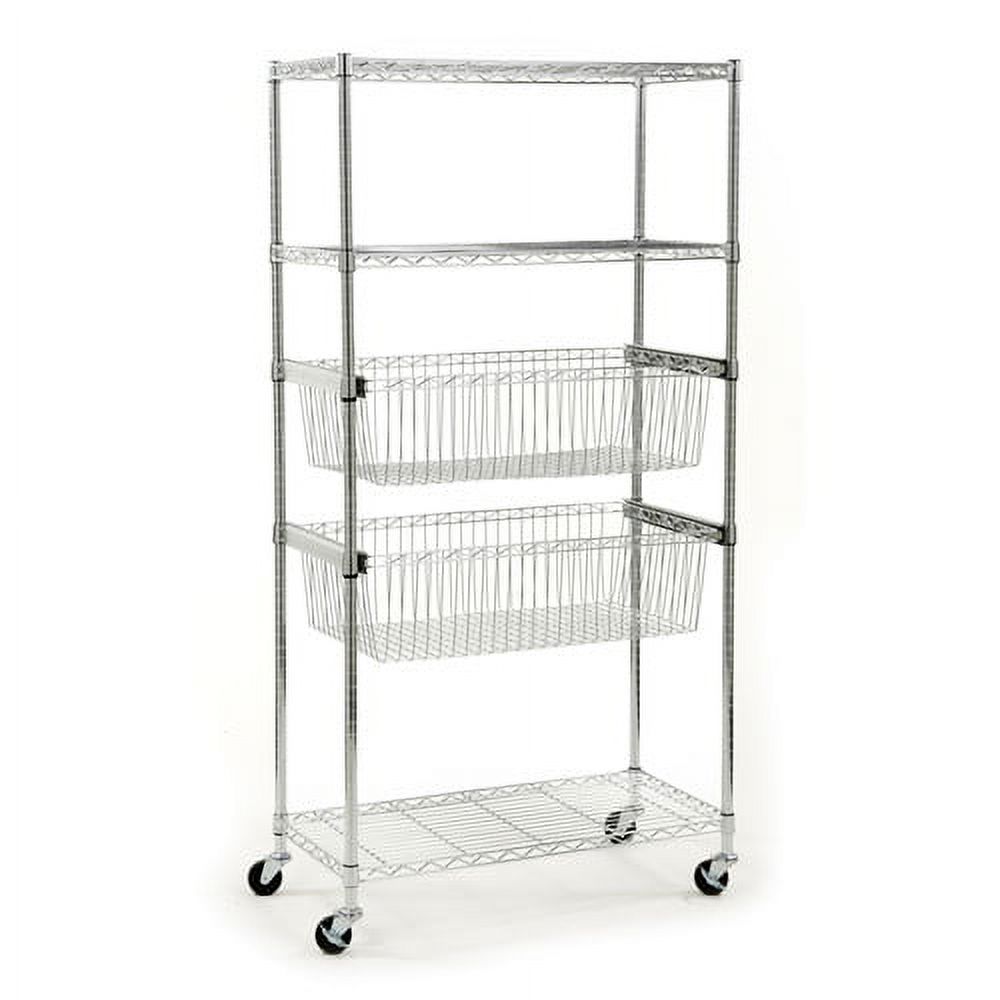 Seville Classics 5-Tier Steel Wire Shelving System with Pull-Out Bins, 18"L x 36"W x 71"H - image 1 of 4
