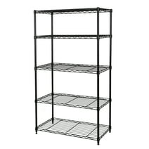 Seville Classics 5-Tier Steel Wire Shelving with Wheels, 30" W x 14" D x 60" H, Black