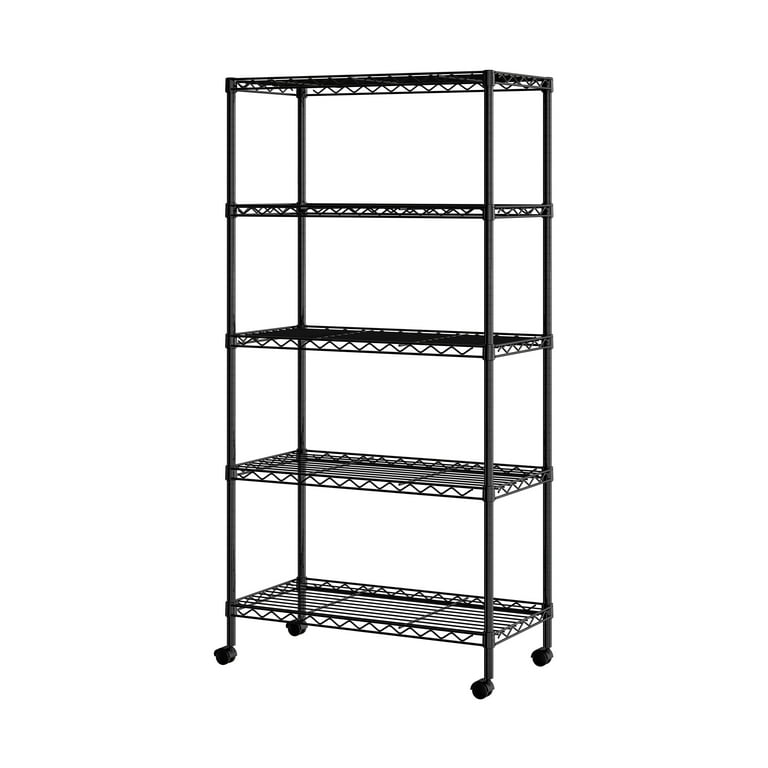 Seville Classics 5-Tier Steel Wire Mobile Shelving with
