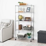 Seville Classics 5-Tier Steel Wire Shelving with Wheels, 30" W x 14" D x 60" H, Chrome