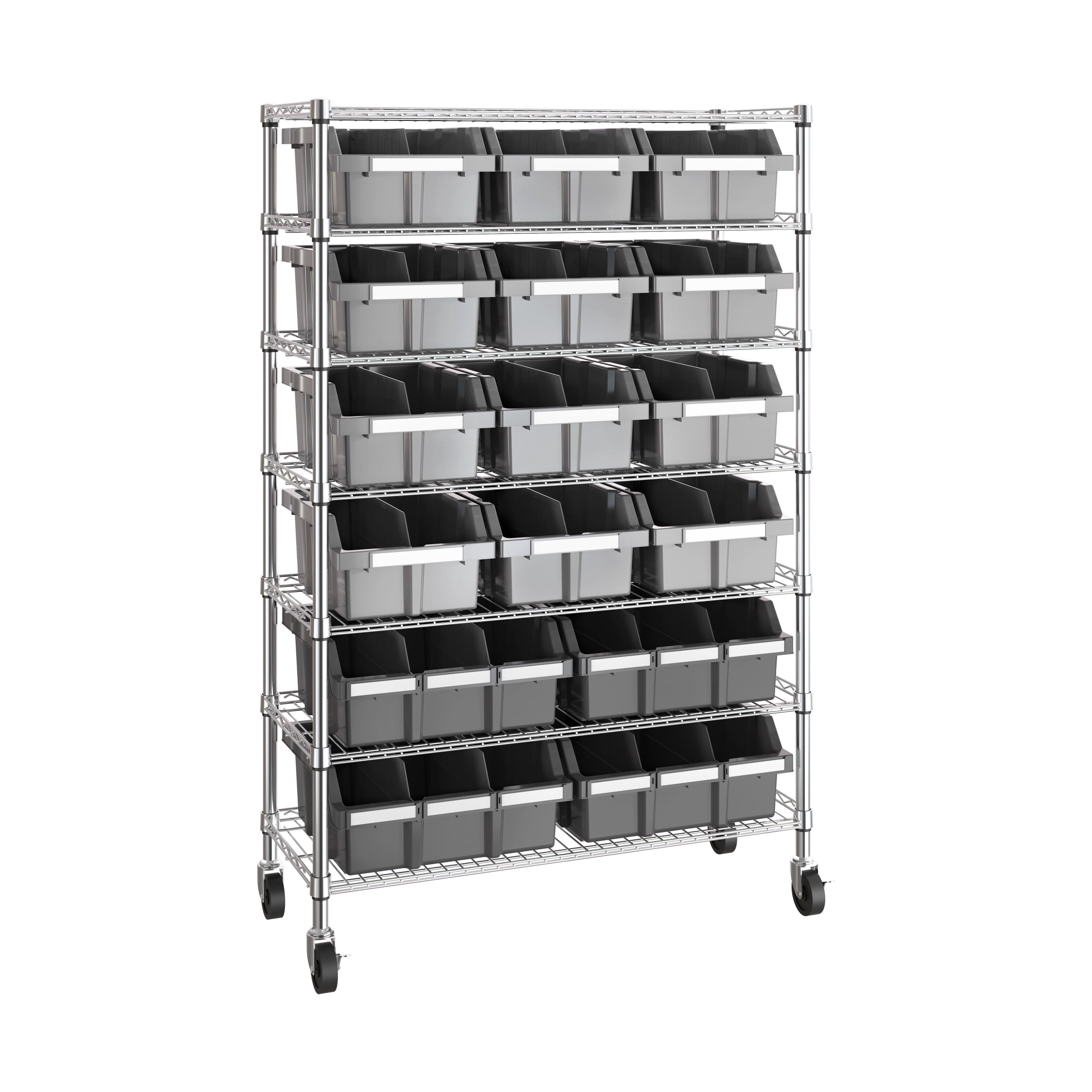 Seville Classics, NSF 7-Tier Rack, 16-Bin, Heavy-Duty Steel, Gray ...