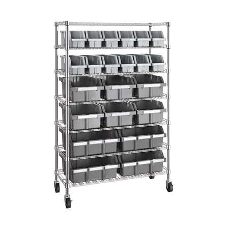 Seville Classics Commercial Bin Rack w/ Wheels - 22 Bins NEW FREE SHIPPING