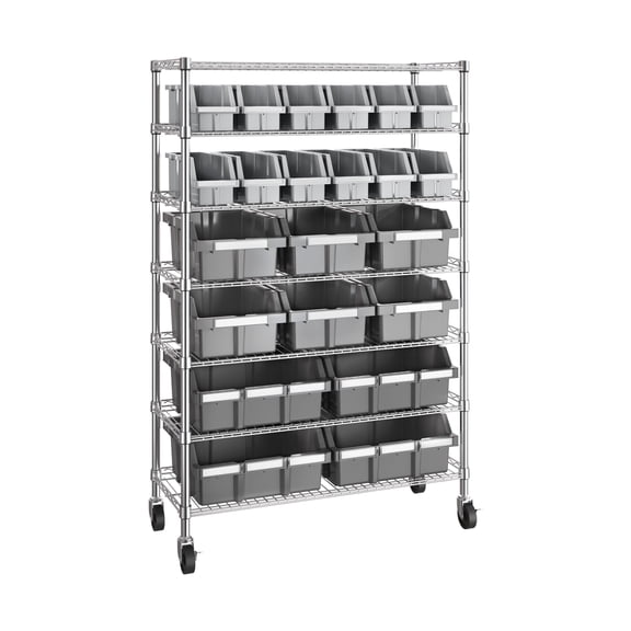 Seville Classics 7-Tier NSF 21-Bin Rack, 36" W x 14" D x 56" H, Gray