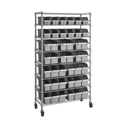 Seville Classics 8-Tier NSF-Certified 24-Bin Rack, Gray