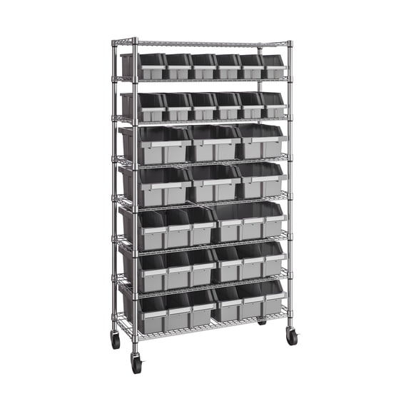 Seville Classics 8-Tier NSF-Certified 24-Bin Rack, Gray