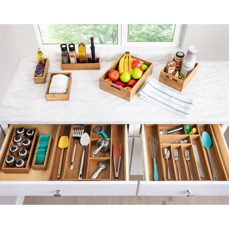 Seville Classics 9-Piece Bamboo Organizer Set for Enhanced