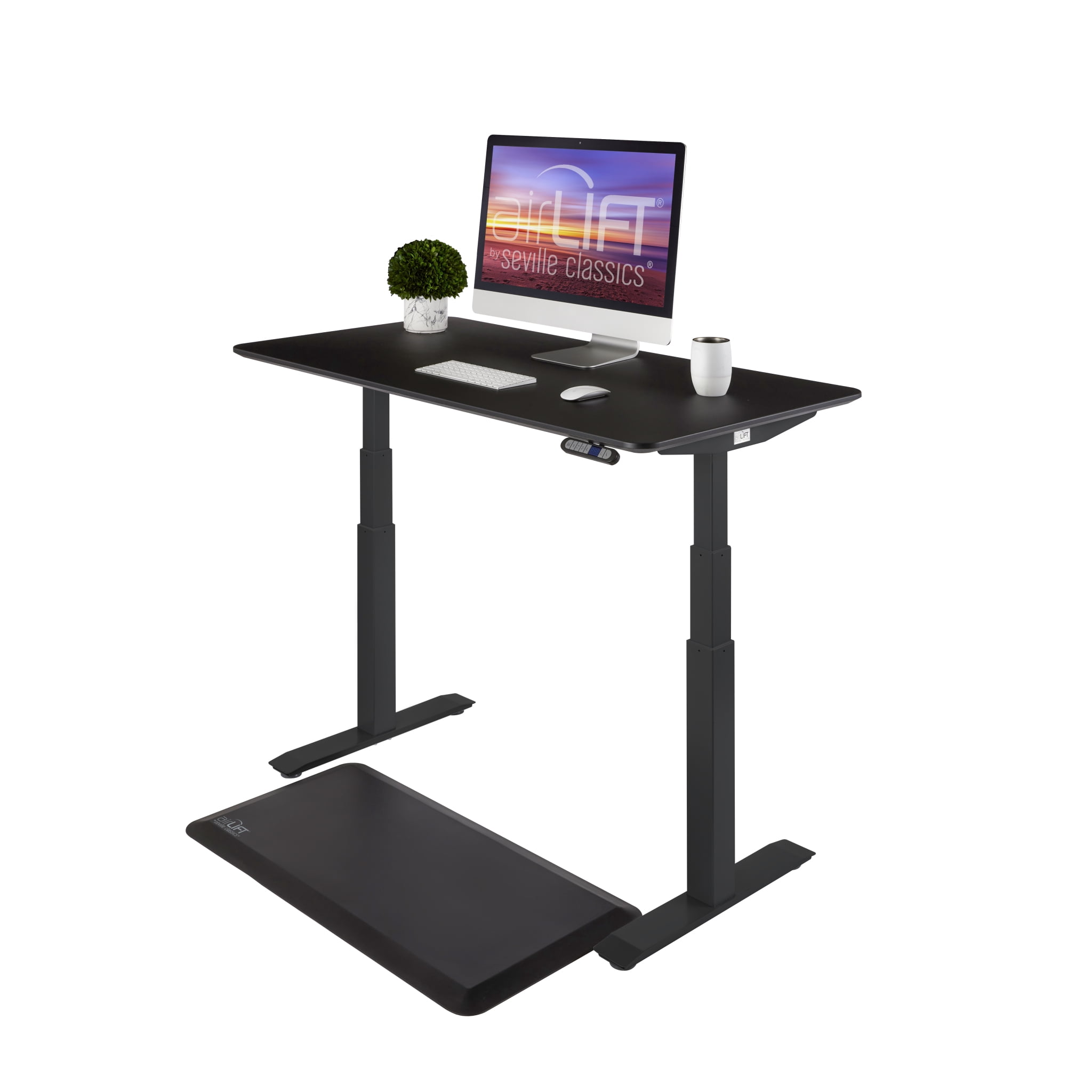 Seville Classics AIRLIFT S3 Electric Height-Adjustable Standing Desk with Ergo Table Top with Beveled Bottom Edges, 54" x 30"