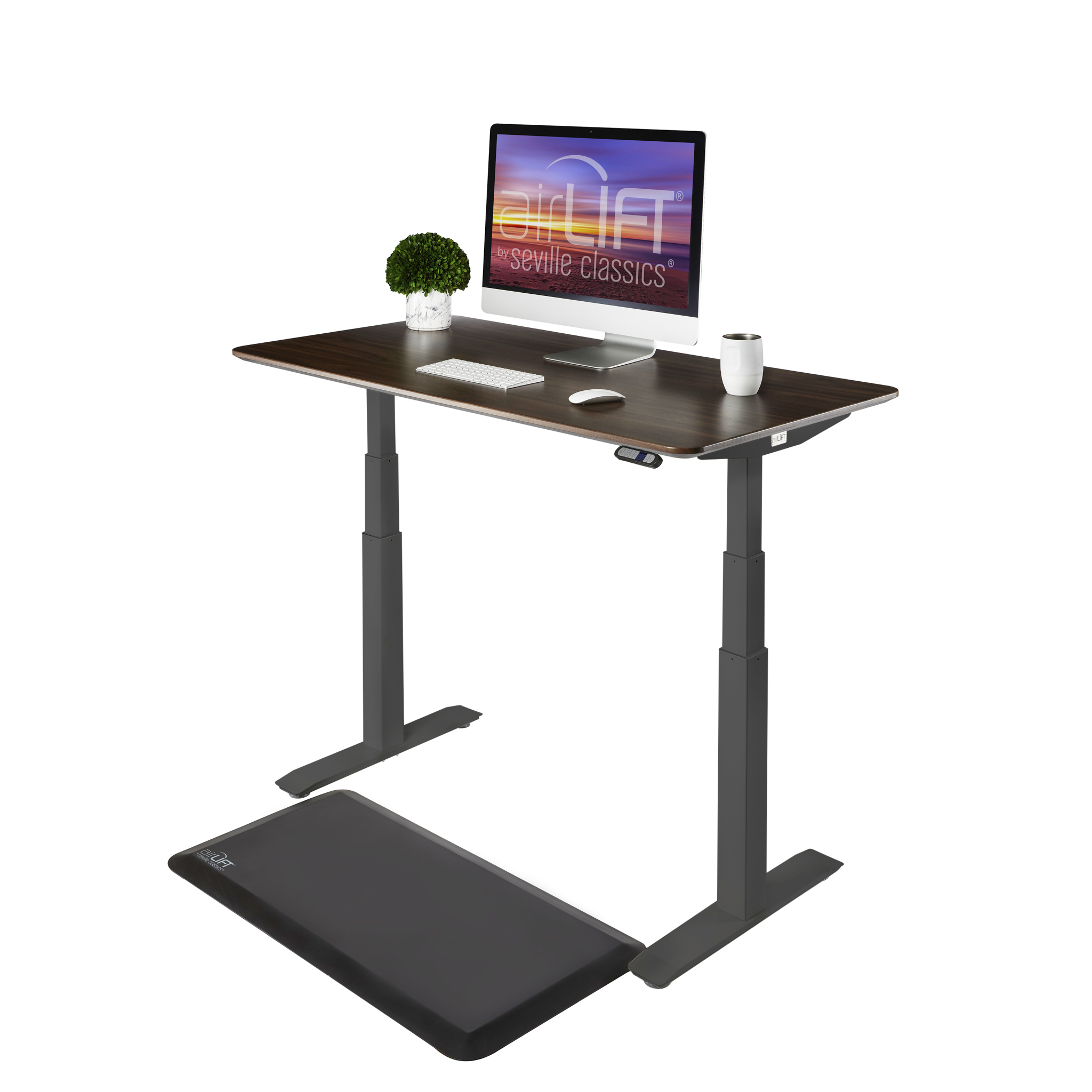 Seville Classics AIRLIFT S3 Electric Height-Adjustable Standing Desk with Ergo Table Top with Beveled Bottom Edges, 54" x 30"