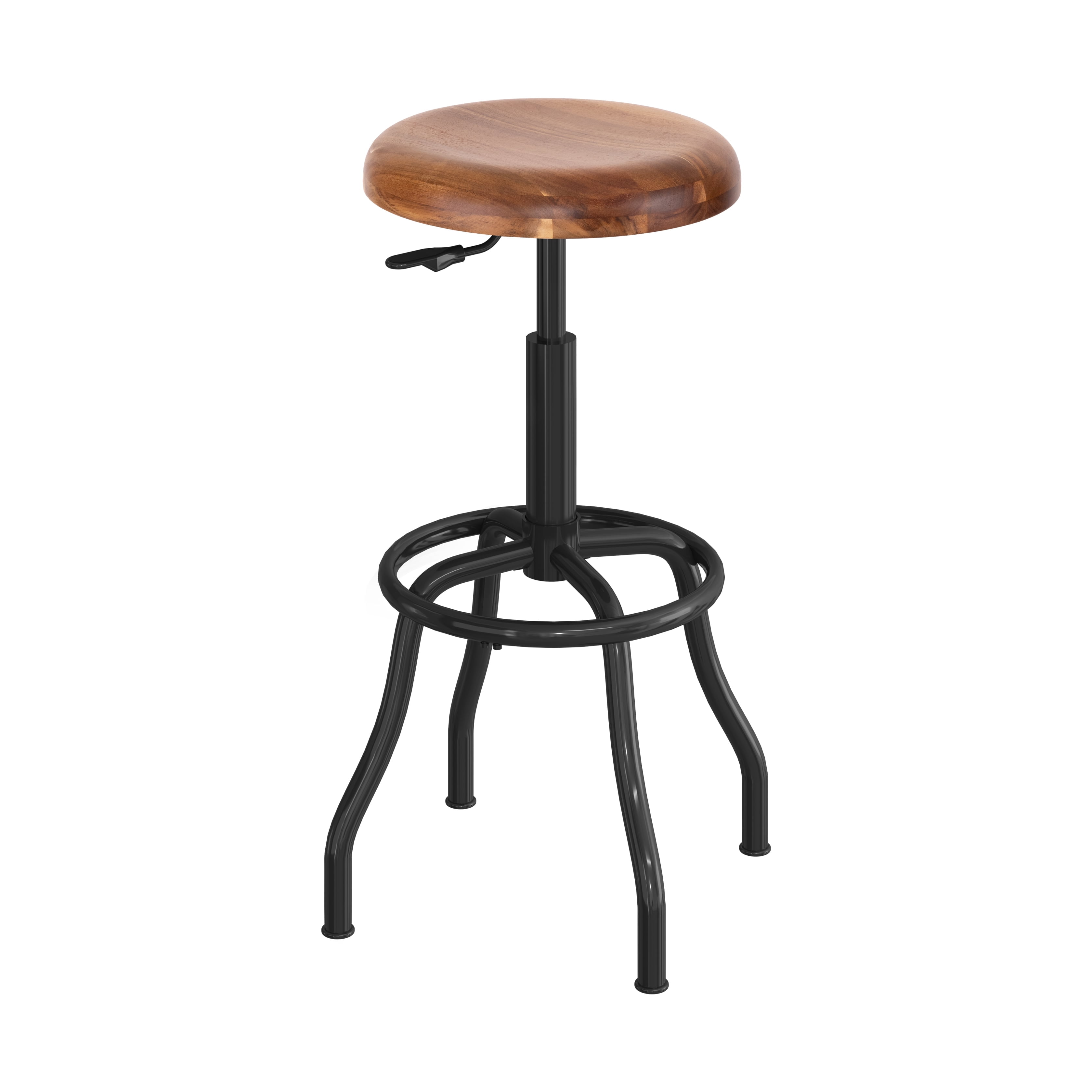 Seville Classics Acacia Wood Seat Pneumatic Adjustable Work Stool ...