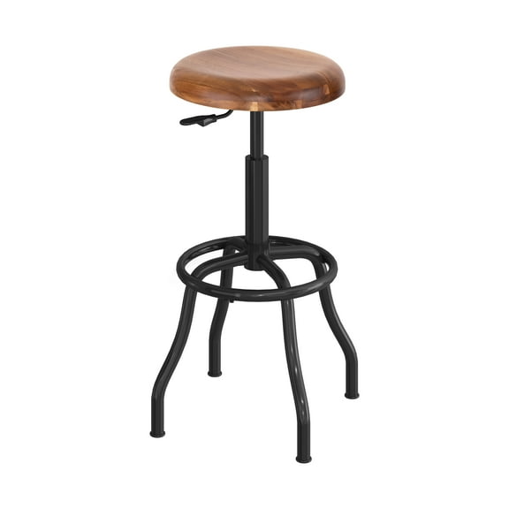 Seville Classics Acacia Wood Seat Pneumatic Adjustable Work Stool