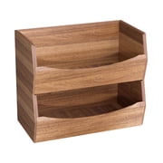 Seville Classics Acacia Wood Storage Bins Organizer Boxes, 2 Piece Stackable Bin Set