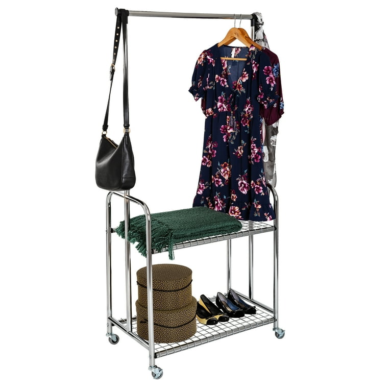 Seville Classics Adjustable 2 Shelf Garment Rack Metal Chrome