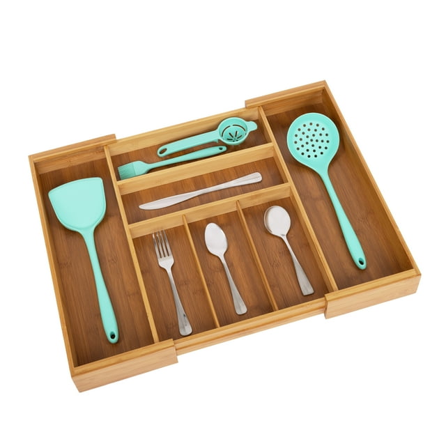 Seville Classics Bamboo Expandable 5 Large Compartment Adjustable