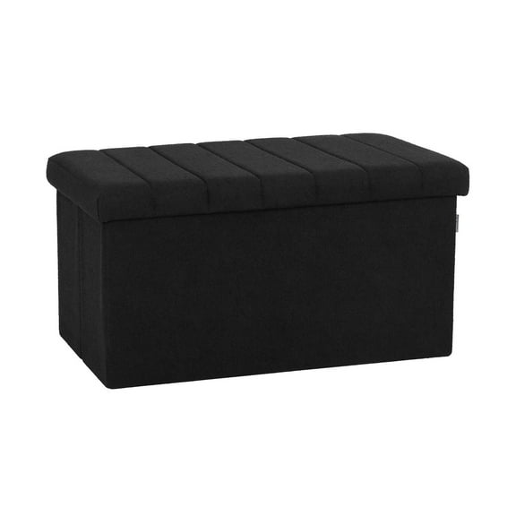 Seville Classics Boucle Foldable Trunk Ottoman (Black)