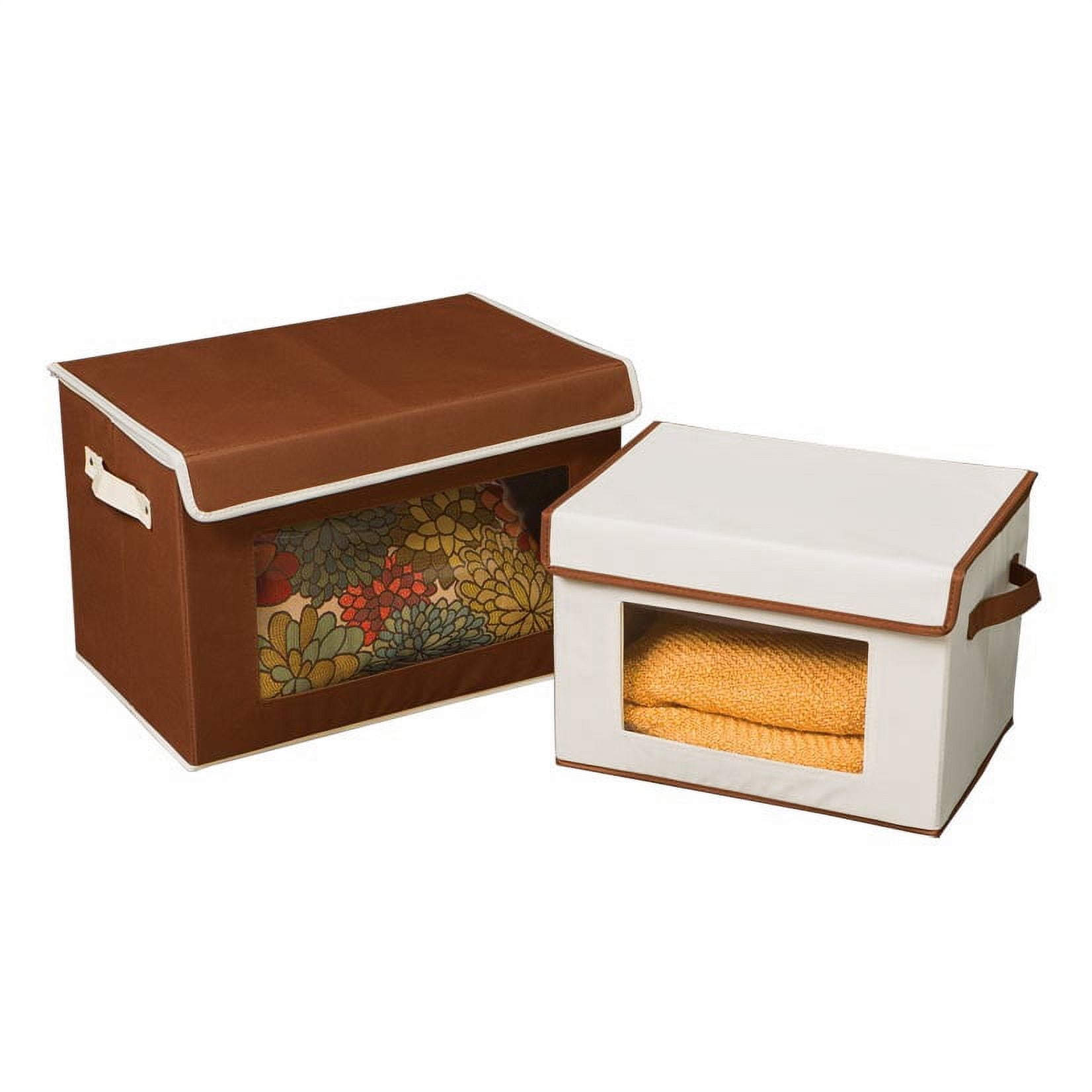 Seville Classics Canvas Storage Box Set with Window (2Pack), Brown