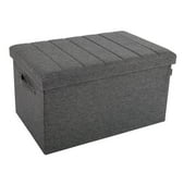 Seville Classics Channel Tufted Storage Trunk with Handles, Modern Gray