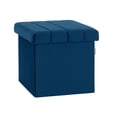 thumbnail image 1 of Seville Classics Cushioned Fabric Ottoman Hidden Storage Chest Footrest Chair for Bedroom, Dorm, Loft, Living Room, Entryway, Hallway, Blue Velvet, 15.7" Cube, 1 of 6
