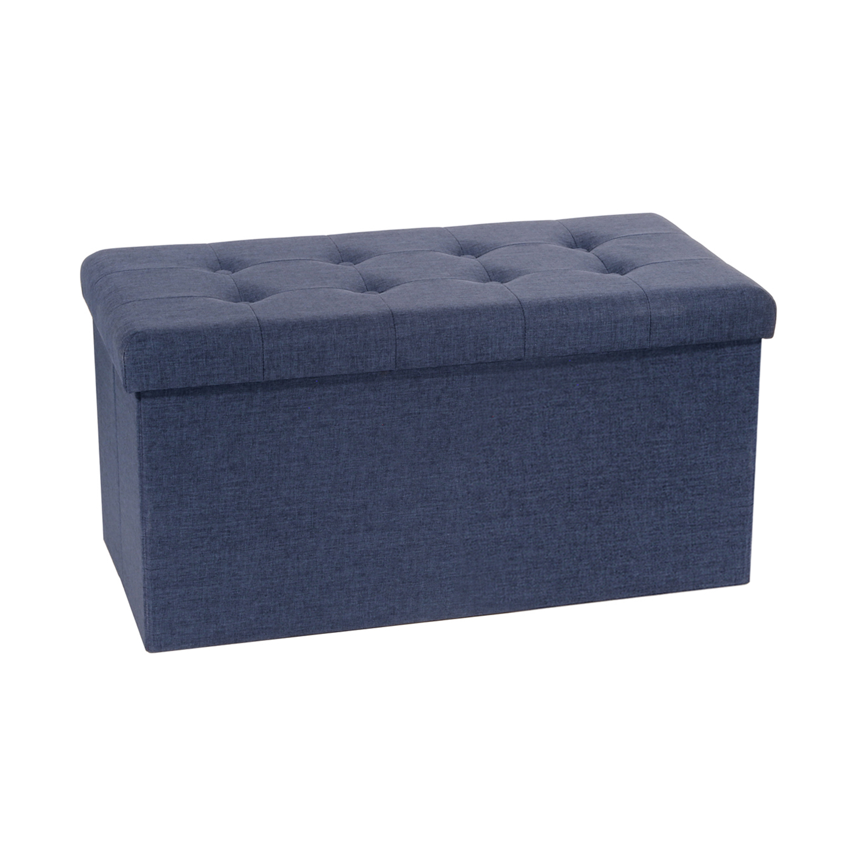Seville Classics 30" White Boucle Storage Ottoman Bench - Cushioned Lid, Foldable Frame, Footrest