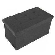 Seville Classics Foldable Storage Bench Ottoman non-woven Polyester, Charcoal Gray
