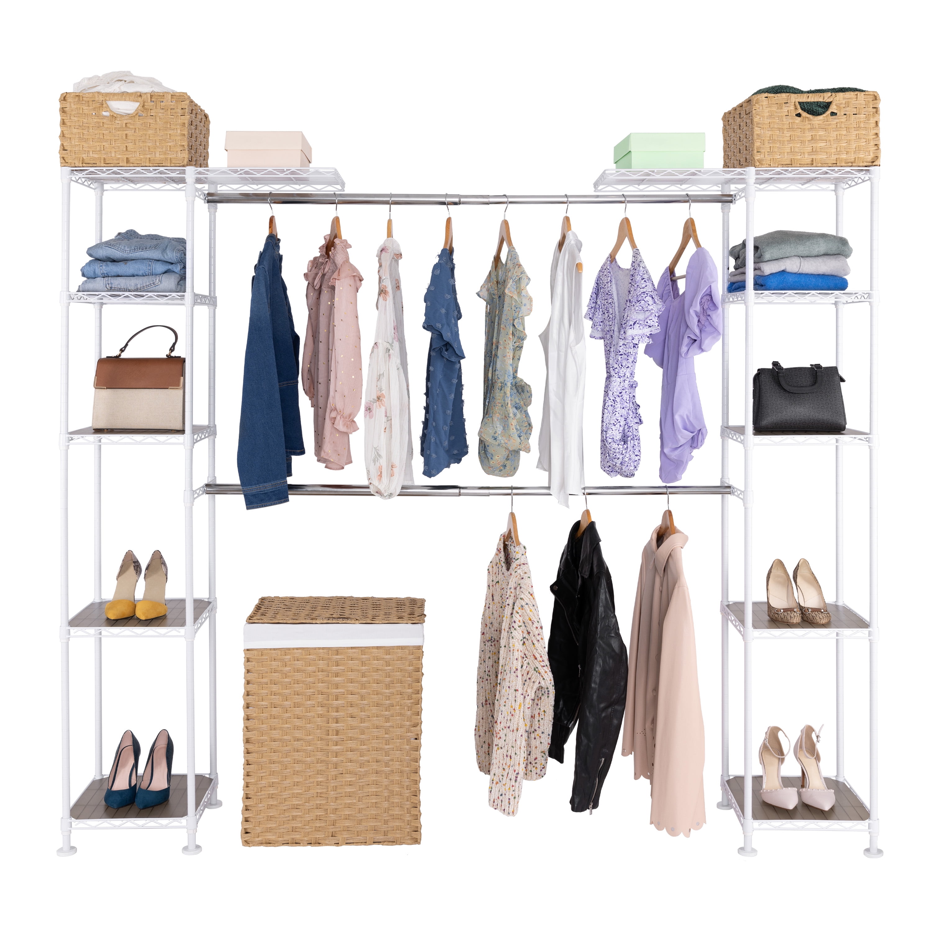 Seville Classics Expandable Closet Organizer System, White