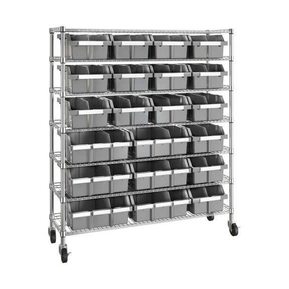 Seville Classics Extra-Wide 7-Tier NSF 21-Bin Rack, 48" W x 14" D x 56" H, Gray