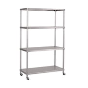 Seville Classics HOME 4-Tier Steel Wire Shelving with Wheels, 36 W x 14 D x 56.5 H, Platinum
