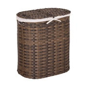 Seville Classics Hand-Woven Oval Double Laundry Hamper /w Liner, Mocha