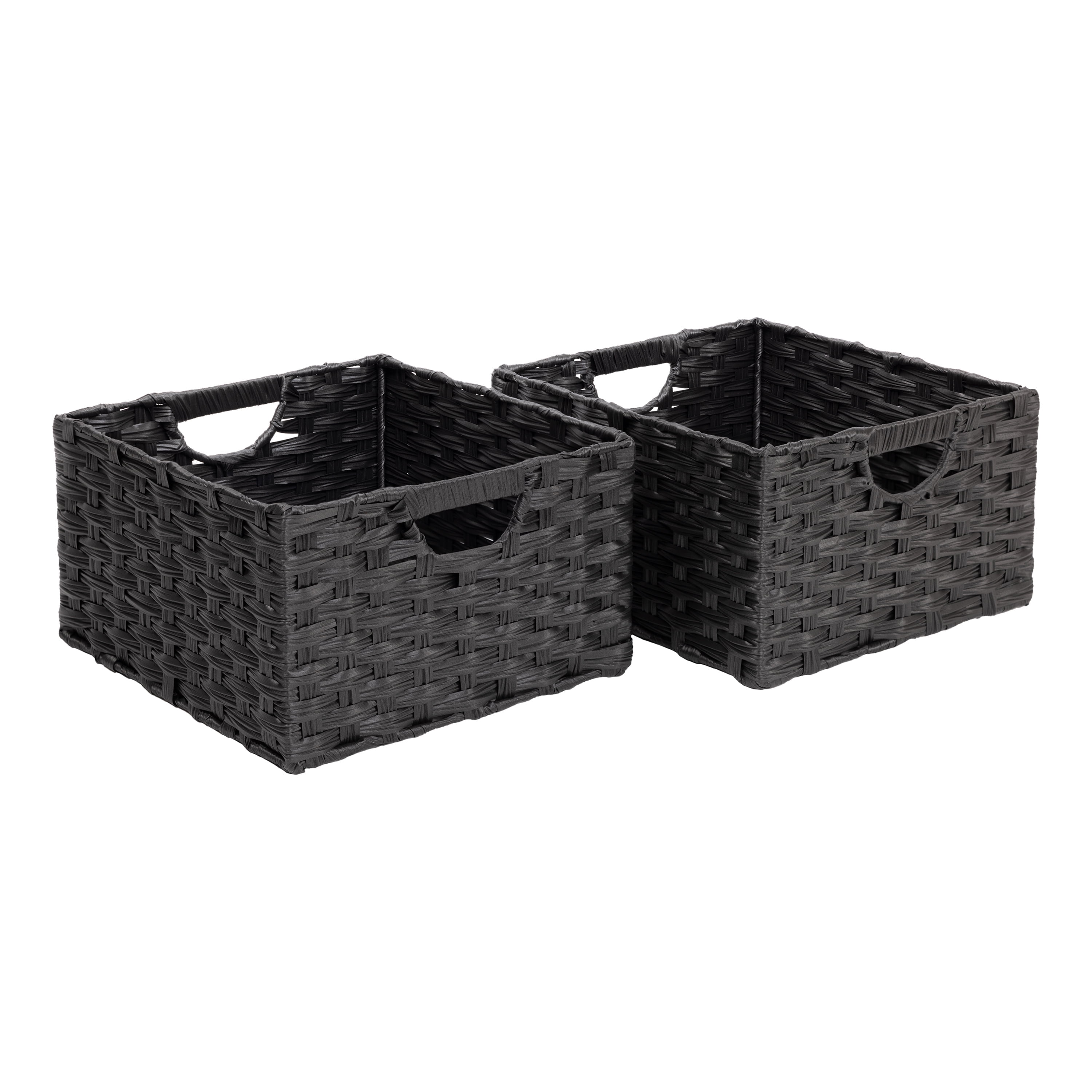Seville Classics Handwoven Basket (2-Pack), Black