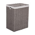 thumbnail image 1 of Seville Classics Handwoven Lidded Removable Washable Canvas Liner Portable Laundry Hamper Bin, Gray, 1 of 10