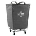 thumbnail image 1 of Seville Classics Large Commercial Heavy Duty Rolling Steel Frame Laundry Hamper Canvas Cart Bin, w/ Wheels for Hotel, Home, Closet, Bedroom (PATENTED), Gray, 18.1" D x 18.1" W, 1 of 12