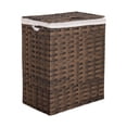 thumbnail image 1 of Seville Classics Handwoven Lidded Removable Washable Canvas Liner Portable Laundry Hamper Bin, Mocha Brown, 1 of 11