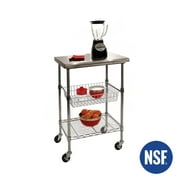 Seville Classics NSF Commercial Stainless Solid Steel Top Work Table Island Utility Cart, 24" W x 20" D x 36" H